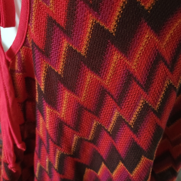 VaVa by Joy Han | Cute Red Sleeveless Chevron Tiered Flouncy Ruffle Dress - Picture 9 of 13